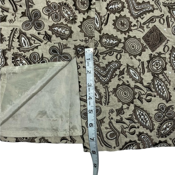 Dizzy Lizzy Heavily Embroidered linen cotton Skirt beige browns  size 4 - Picture 10 of 16